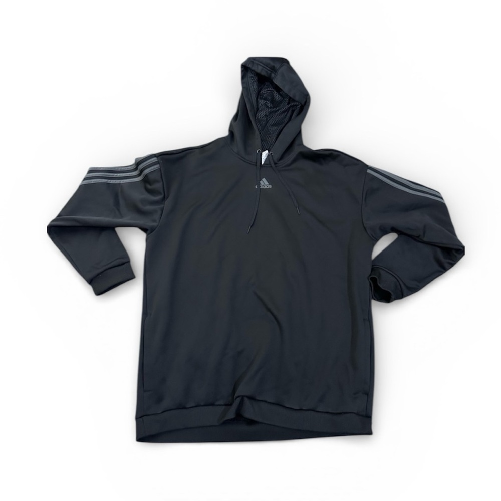 Adidas Black Hoodie with Gray Stripes‎